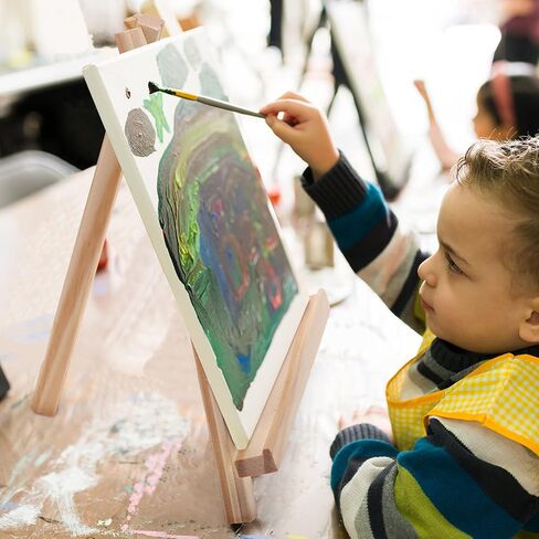 16 Pieces 9.4 Inch Wood Display Easel Natural Pine Wood Tripod Easel Photo Painting Display Wooden Easel Stand Mini Tripod Tabletop Display Easel Holder for Canvas Painting Party Kids Crafts Photos in Saudi Arabia