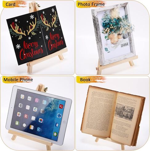 16 Pieces 9.4 Inch Wood Display Easel Natural Pine Wood Tripod Easel Photo Painting Display Wooden Easel Stand Mini Tripod Tabletop Display Easel Holder for Canvas Painting Party Kids Crafts Photos in Saudi Arabia