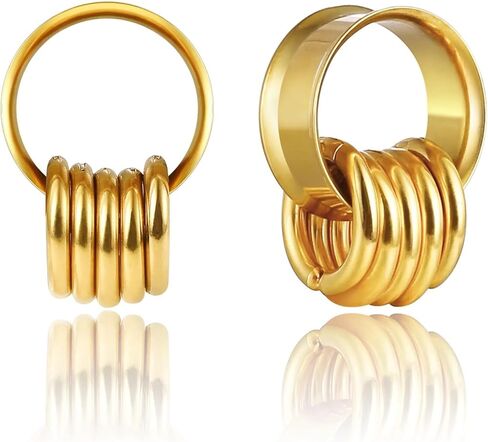 LADEMAYH 2 قطعة مع حلقات وسدادات الأذن ومقاييس الأنفاق للنساء والرجال - مزدوجة متوهجة من الفولاذ المقاوم للصدأ 316L أقراط ممتدة للأذن مجوهرات ثقب الجسم ذهبي 22 مم = 7/8" in Kuwait