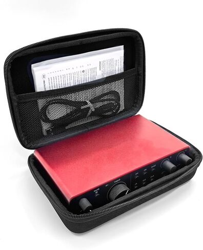 حقيبة سفر مخملية ممتازة متوافقة مع حافظة Focusrite Scarlett 2i2 من الجيل الرابع لواجهة الصوت، حافظة HardShell مطابقة 2i2 وحقيبة حمل واقية للسفر (أسود) in Kuwait