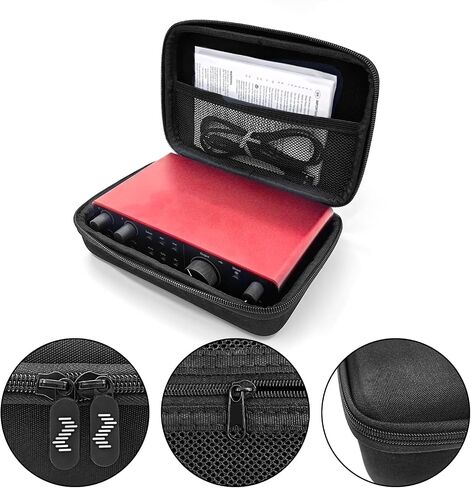 حقيبة سفر مخملية ممتازة متوافقة مع حافظة Focusrite Scarlett 2i2 من الجيل الرابع لواجهة الصوت، حافظة HardShell مطابقة 2i2 وحقيبة حمل واقية للسفر (أسود) in Kuwait