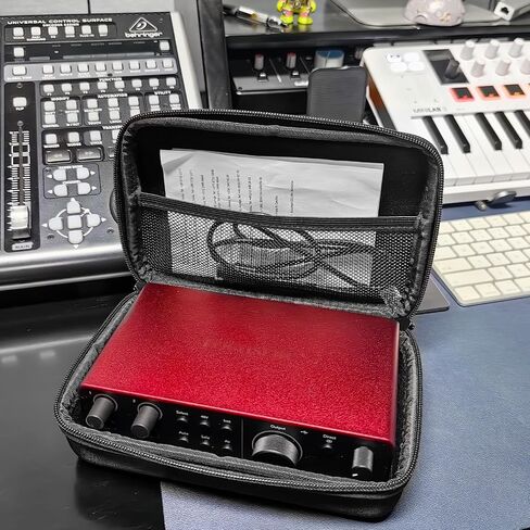 حقيبة سفر مخملية ممتازة متوافقة مع حافظة Focusrite Scarlett 2i2 من الجيل الرابع لواجهة الصوت، حافظة HardShell مطابقة 2i2 وحقيبة حمل واقية للسفر (أسود) in Kuwait