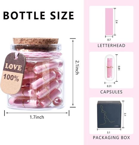 Valentines Day Gifts for Boyfriend, Girlfriend - Capsule Letters Message in Bottle Love Letter Half Color 30 Pcs long distance relationship gifts Birthday Gift for Girlfriends in Saudi Arabia