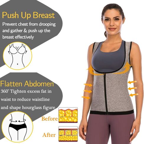 بدلة الساونا، سترة العرق للنساء، سترة تدريب الخصر، سحاب، بوليمر، قميص للتمرين in Kuwait