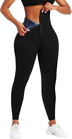 SLMLEES Sauna Leggings Pants for Women High Waisted Sweating Compression Slimming Thermo Workout Tummy Control Shaper in Saudi Arabia