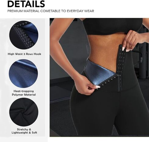 SLMLEES Sauna Leggings Pants for Women High Waisted Sweating Compression Slimming Thermo Workout Tummy Control Shaper in Saudi Arabia