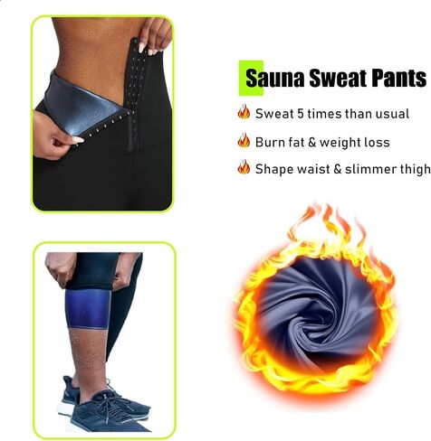SLMLEES Sauna Leggings Pants for Women High Waisted Sweating Compression Slimming Thermo Workout Tummy Control Shaper in Saudi Arabia