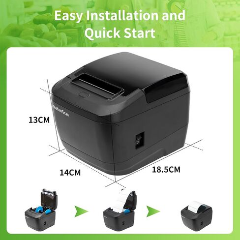 NetumScan 80mm Thermal Receipt Printer, USB POS Printer with Auto Cutter Cash Drawer, USB Serial Ethernet Interface Support Windows/Mac/Linux, Restaurant Kitchen Printer for ESC/POS in Saudi Arabia
