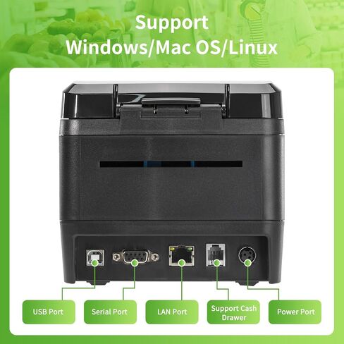 NetumScan 80mm Thermal Receipt Printer, USB POS Printer with Auto Cutter Cash Drawer, USB Serial Ethernet Interface Support Windows/Mac/Linux, Restaurant Kitchen Printer for ESC/POS in Saudi Arabia