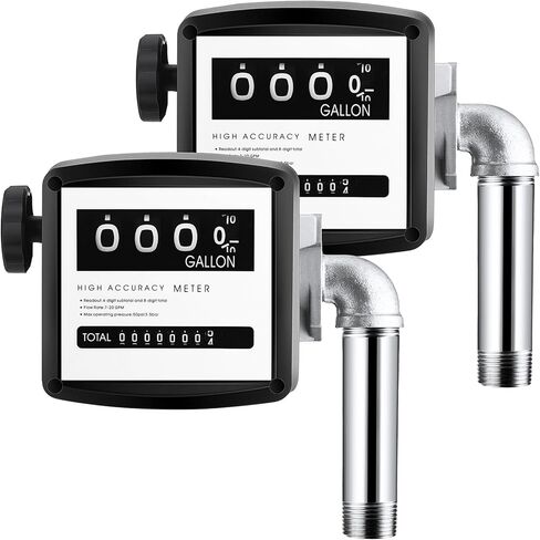2 قطعة من مقياس تدفق الوقود الميكانيكي من الألومنيوم 1 بوصة BSP جالون مقياس تدفق الوقود مع الملحقات، 7-20 GPM 4-عداد تدفق زيت وقود الغاز الرقمي ± 1% دقة عالية، لمضخات نقل خزان الوقود in Kuwait
