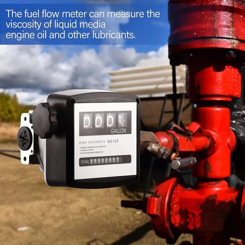 2 قطعة من مقياس تدفق الوقود الميكانيكي من الألومنيوم 1 بوصة BSP جالون مقياس تدفق الوقود مع الملحقات، 7-20 GPM 4-عداد تدفق زيت وقود الغاز الرقمي ± 1% دقة عالية، لمضخات نقل خزان الوقود in Kuwait