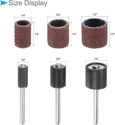 Sanding Drum Set, 1/8" Shank 80 Grit, Aluminum Oxide Sanding Sleeves Sandpaper Kit with Drum Mandrels - (Applications: for Rotary Tool), 252-Pieces in Saudi Arabia