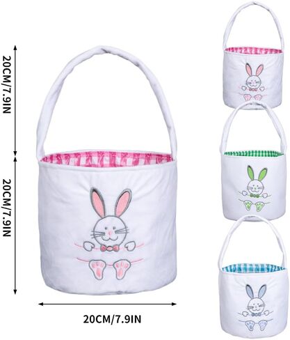 أكياس سلة عيد الفصح دلاء البيض للأطفال، قابلة لإعادة الاستخدام المحمولة على شكل أرنب حمل سلة من القطيفة هدايا للأولاد والبنات والأطفال ديكورات الأطفال 3 قطع in Kuwait