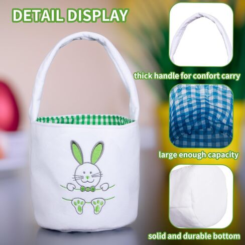 أكياس سلة عيد الفصح دلاء البيض للأطفال، قابلة لإعادة الاستخدام المحمولة على شكل أرنب حمل سلة من القطيفة هدايا للأولاد والبنات والأطفال ديكورات الأطفال 3 قطع in Kuwait