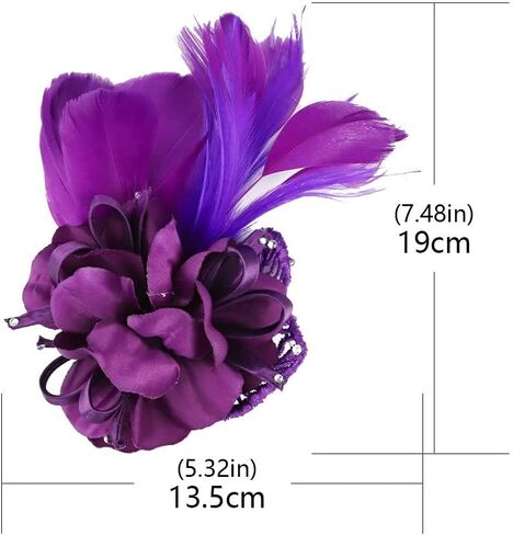 قبعة فاسيناتور للنساء على شكل ريش شبكي على شكل زهرة مشبك شعر لحفلات الشاي وحفلات الزفاف وحفلات الكوكتيل 20 ثانية خوذة فلابر in Kuwait