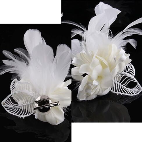 قبعة فاسيناتور للنساء على شكل ريش شبكي على شكل زهرة مشبك شعر لحفلات الشاي وحفلات الزفاف وحفلات الكوكتيل 20 ثانية خوذة فلابر in Kuwait