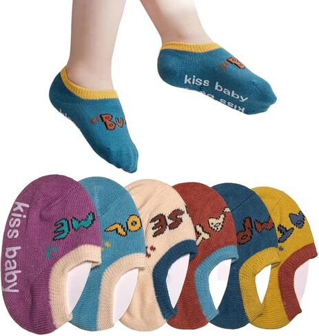 Toddler Baby Boys Girls No Show Socks Cotton Anti Slip with Grip Botttom Low Cut Invisable Slipper Socks in Kuwait