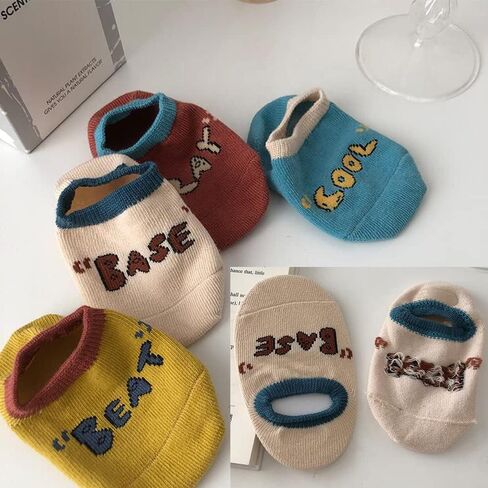 Toddler Baby Boys Girls No Show Socks Cotton Anti Slip with Grip Botttom Low Cut Invisable Slipper Socks in Kuwait