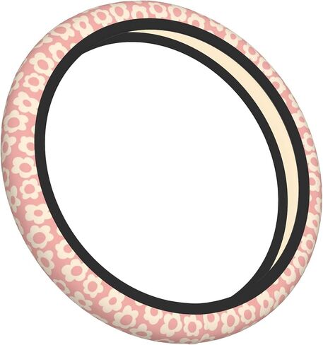 Vintage Groovy Flowers Steering Wheel Cover Universal 15 Inch Cute Pink Car Accessories Protector for Women in Saudi Arabia