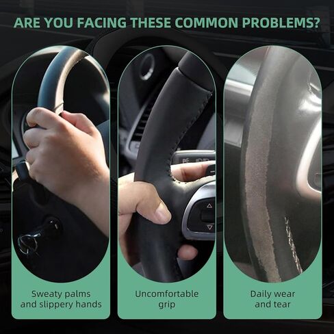 غطاء عجلة القيادة باللون الأخضر، شبكة على شكل قرص العسل من الحرير الجليدي، مريحة ومريحة وناعمة ومضادة للانزلاق من جلد البولي يوريثان، ملحقات سيارة داخلية عالمية تناسب عجلة القيادة مقاس 14.9-15 بوصة (أخضر) in Kuwait