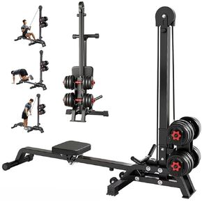آلة تجديف متعددة الوظائف قابلة للطي، معدات رياضية منزلية محملة بالدمبل، قوة مقاومة قابلة للتعديل ومدرب القلب، تمرين كامل الجسم مع نظام سحب للأسفل (لا يتضمن الدمبل) in Kuwait