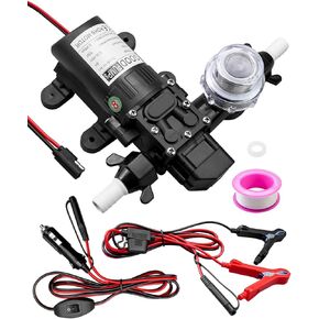 مجموعة مضخة مياه DC12V، مضخة ضغط مياه للتخييم 1.6 جالون في الدقيقة مع مفتاح ضغط، مضخة غشاء ذاتية التحضير 65 رطل لكل بوصة مربعة لنظام المياه الساخنة لقارب التخييم البحري RV المطبخ والحمام الغاز in Kuwait
