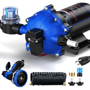CrestWave 110V AC Washdown Pump Kit, 7GPM 70PSI Wash Down Pump for boat with Spray Nozzle, 5-Chamber Self-Priming Diaphragm Water Pressure Pump with Pressure Switch for Boat, RV, Marine, Yacht in Kuwait