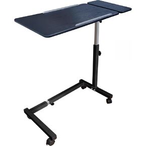 Recliner Table, Over the Bed Table with Wheels, Adjustable Width & Height, with Split Tilt Design & 4 Caster Wheels with Brakes (Black Base & Black Tabletop) in Saudi Arabia