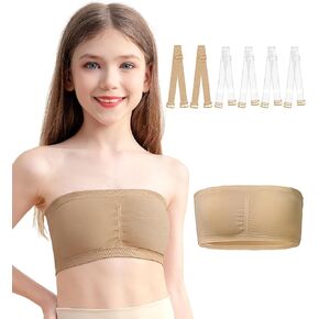 Girls Seamless Bandeau Bra for Teens Adjustable Clear Straps Training Bra 7-16 Years,Chest Padding in Kuwait