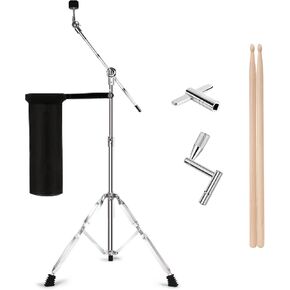Boom Cymbal Stand, Adjustable 2-in-1 Straight Boom Cymbal Stand + Drumsticks + Drumstick Holder + Drum Keys, Double Braced Legs with Rubber Feet for Mounting Crash, Ride, Splash Cymbals (1 Set) in Kuwait