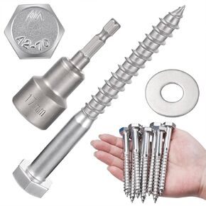 25 Pcs M8x60mm Hex Head Lag Screws 304 Stainless Steel 18-8 Lag Screws for Wood for Large Wooden Structures Flower Stands Outdoor Wooden Pavilion BracketsTables in Kuwait