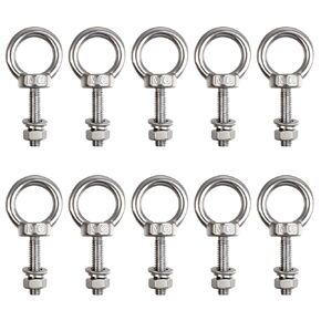 10 Pack M6 x 25mm Threaded Eyebolts with Nuts Washers,Stainless Steel Marine Grade Shoulder Eye Bolt,Eyebolts for DIY, Furniture,Swing, and Outdoor Use (M6 x 25mm) in Kuwait