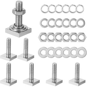 6 قطع من البراغي ذات الفتحات T، مقاس M8×30 ​​مم (1.18 بوصة) بأربعة مسامير على شكل حرف T ذات رأس مربع، ومحولات مسامير على شكل حرف T من الفولاذ المقاوم للصدأ مع غسالات وصواميل، ومحولات مسامير لرفوف دراجات الكاياك، وقضبان متقاطعة لرف السقف in Kuwait