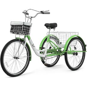 VIRIBUS Adult Tricycles for Women, Single Speed Tricycle for Adults with Front & Rear Detachable Wheeled Baskets, 3 Wheel Bikes for Adults Seniors 1 Speed, 400 lb. Capacity Three Wheeler, 26 in. in Kuwait