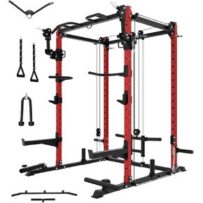 قفص طاقة Eonfit E2، رف قرفصاء بسعة 1500 رطل مع نظام كروس كابل. رف طاقة متعدد الوظائف للعلكة المنزلية. رف قرفصاء الكل في واحد مع المزيد من ملحقات التدريب in Kuwait