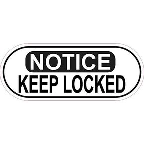 StickerTalk Oblong Notice Keep Locked Vinyl Sticker, 5 inches by 2 inches in Kuwait
