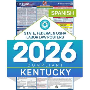 2026 Kentucky Labor Law Poster – State & Federal Compliance in Spanish – OSHA, EEOC, FMLA, Minimum Wage – Durable, Laminated & Waterproof Workplace Employment Poster – Made in USA – 26" x 39.5" in Kuwait