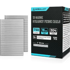 16 Gauge 2 Inch (50mm) Finish Nails, 304 Stainless Steel, Maximum Holding Power & Durability for Professional Contractors (8 Boxes of 2000 Count, 16000 Total) in Saudi Arabia