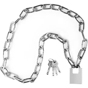 47.24 inch/1.2 Meter Stainless Steel Security Chain Lock with Anti-Cut Padlock & 2 Keys - Heavy Duty Anti-Theft Protection for Bicycle, Motorcycle, Scooter, Door, Fence, Garage in Kuwait