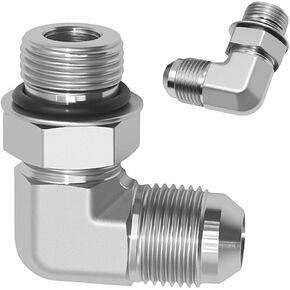 1/2" ذكر JIC 37° x 1/2" ذكر SAE ORB 90° محول الكوع، 6801-08-08 تركيب هيدروليكي، معايير SAE J514 وJ1926 موصل وصلات أنابيب الصلب الكربوني للأنظمة الهيدروليكية (عبوتان) in Kuwait