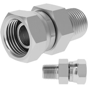 محول دوار هيدروليكي 1/4 بوصة NPTF ذكر × 3/8 بوصة NPSM أنثى 1404-04-06 وصلات أنابيب مستقيمة من الصلب الكربوني، لتركيب خرطوم هيدروليكي (عبوتان) in Kuwait