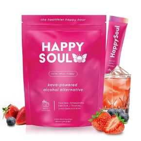 HappySoul Kava Drink Mix Powder - Alcohol Alternative Mocktail Mix for Relaxation - Kava Kava Adaptogen Drink with Magnesium, Ashwagandha, L-Theanine, Saffron & Beet Root | Berry, 15 Stick Packs in Saudi Arabia