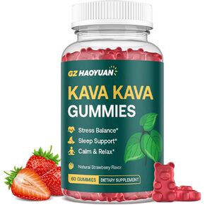 Kava Kava Gummies for Calm, Relaxation & Natural Sleep - High Potency Kava Root Extract Supplement with Ashwagandha, Magnesium & Vitamin B6, Sugar-Free, Melatonin-Free, Vegan 60 Ct in Kuwait