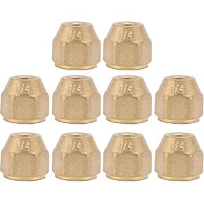 Buachois 1/4 Inch Flare Nut, Brass Air Conditioning Copper Pipe Extension Fitting, 10 Pcs Thickened Tube Connector for Fuel Air Liquid Oil Gas Vacuum Pipelines in Kuwait