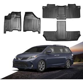 Compatible for Toyota Sienna 2020-2013 Floor Mat 3 Rows Trunk Mats, All Weather Car Floor Liners Protector for Sienna 2020 2019 2018 2017 2016 2015 2014 2013 Accessories（Fit 8 Seater Model） in Kuwait