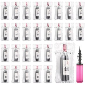 50PCS Wine Bottle Protector Bags, Wine Bags for Travel with Free Inflator Pump, Inflatable Air Column Wine Shipping Sleeves for Suitcase Luggage Airplane, Safety Shipping in Kuwait