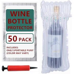 Wine Bottle Protector Bag for Travel, goldhik Inflatable Packaging Bubble Wrap for Wine Fruit Glass Bottle, Inflatable Air Column Cushion Bags with Free Pump in Airplane Cushioning (20 pack) in Kuwait