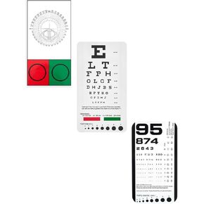 Snellen & Rosenbaum Pocket Eye Chart 3-Pack Set with Standard Logarithmic Chart 6ft Distance Vision Tester, 36cm Near Vision Card, Astigmatism & Color Test Portable Eye Screening Kit in Kuwait
