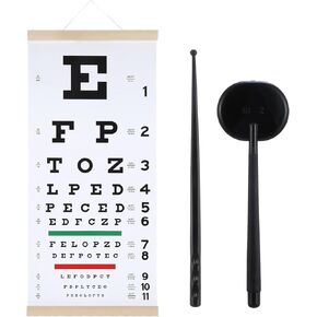 Snellen Eye Chart Exams Wall Chart 20 Feet PVC Low Vision Eye Charts Wall with Eyes Occluder and Pointer 22x11 Inches Eyes Exams for Hospital Home School Kids Gifts in Kuwait
