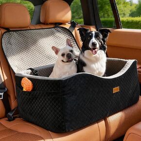 مقعد سيارة للكلاب للكلاب الكبيرة التي تصل إلى 55 رطلاً أو اثنين من الكلاب الصغيرة مع رغوة الذاكرة 4 بوصة ، غطاء مقعد معزز للحيوانات الأليفة المتوسطة مع أحزمة أمان ثلاثية ، مقاوم قابلة للتعديل ، قابلة للفصل/قابلة للغسل (أسود داكن ، كبير) in Kuwait